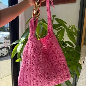 JW ANDERSON Pink Braided Shoulder Bag with Gold Chain (BRAND NEW )